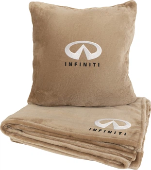 Подушка и плед в авто EVAtech из махры S для Infiniti бежевые (MBLMPSSIV036)