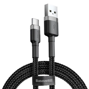 Кабель Baseus Cafule Series Metal USB to Type-C (20 Вт, 6А, 1 метр, 480 mbps, тканинне обплетення) - Чорний
