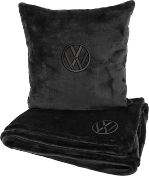Подушка и плед в авто EVAtech из махры M для Volkswagen черные (MBLMPSMBV124)