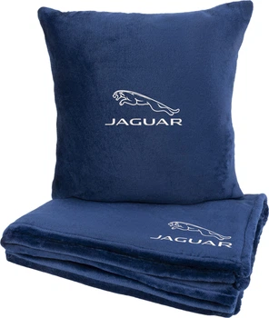 Подушка и плед в авто EVAtech из махры S для Jaguar синие (MBLMPSSLV049)