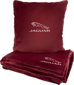 Подушка та плед в авто EVAtech із махри S для Jaguar червоні (MBLMPSSRV049)