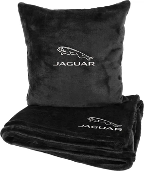 Подушка и плед в авто EVAtech из махры S для Jaguar черные (MBLMPSSBV049)