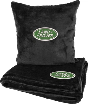 Подушка и плед в авто EVAtech из махры S для Land Rover черные (MBLMPSSBV038)