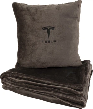 Подушка и плед в авто EVAtech из махры S для Tesla коричневые (MBLMPSSZV042)