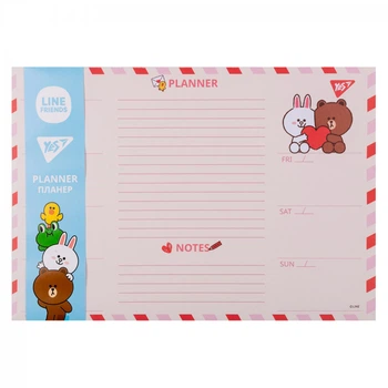 Планинг настольный YES Line Friends 252177 30х21 см 52 листа