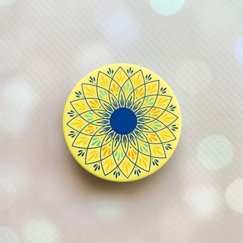 Держатель для смартфона / планшета попсокет Popsocket Желтый :: Узор Цветок (принт 4_1)