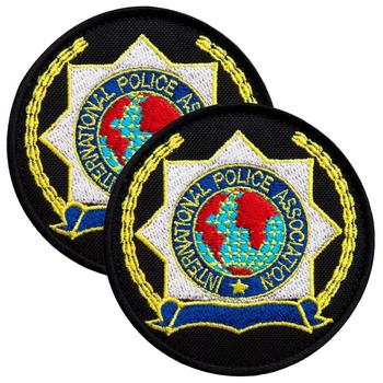 Набор шевронов 2 шт с липучкой кокарда Police Association Полиция черный 9,5 см, вышитый патч шеврон нашивка