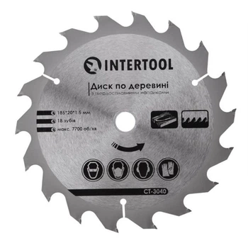 Диск пильный по дереву сегментный 185х1.5х20 мм Intertool (18 зубов)