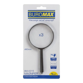 Лупа BuroMax d90 мм 3-х кратная платик (BM.4315)