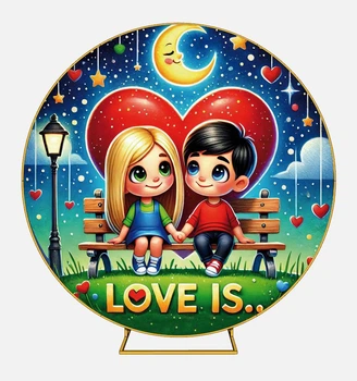 Баннер круглый "Любовь - это. Love is" диаметр 2м. С люверсами