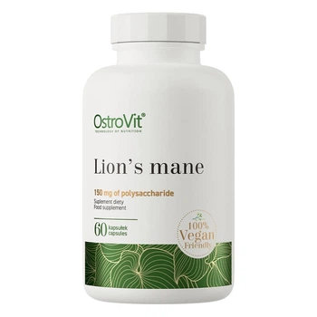 Экстракт гриба львиной гривы OstroVit Vege Lion's Mane, 60 вегакапсул для поддержки памяти и концентрации внимания