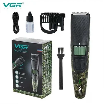 Аккумуляторная машинка триммер для стрижки волос бороды и тела USB VGR V-053 PRO Камуфляж
