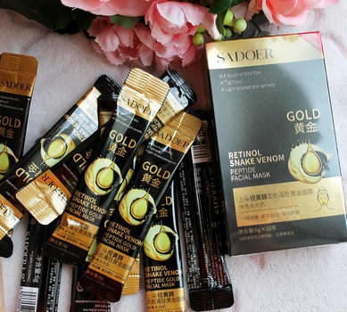 Маска- плівка з ретинолом, золотом та зі зміїним пептидом SADOER Retinol Snake Venom Peptide Mask 10 шт по 6мл