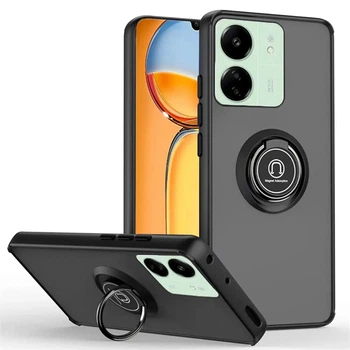 Чохол Fiji Colorframe для Poco C65 матовий бампер з кільцем підставкою Black