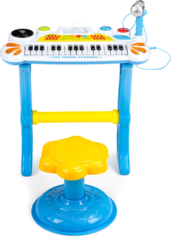 Keyboard organki EcoToys pianinko z mikrofonem mp3 niebieskie (5903769970155)