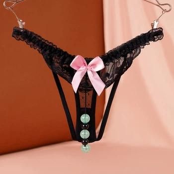 Жіночі сексуальні трусики з намистинами світяться в темряві Sexy One Size чорний (8-181/2)