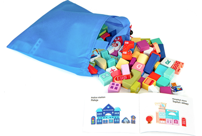 Дерев'яні навчальні блоки для дітей EcoToys місто килимок 121 шт. (5903769970513)