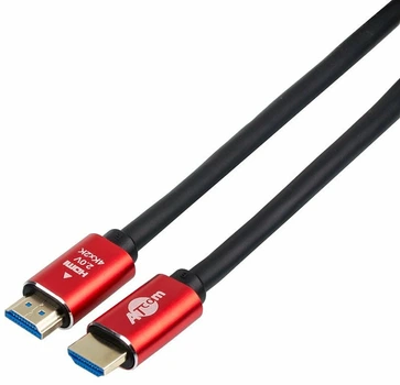 Кабель передачі відео Atcom HDMI-HDMI Red/Gold, пакет, довжина 1 м, 4K, ver 2.0. (24941)