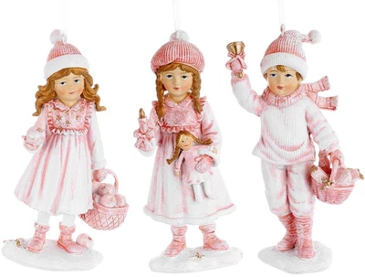 Декоративные фигурки-подвески 6шт Children with Gifts in pink 13 cm