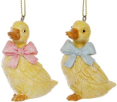 Декоративные фигурки-подвески 12шт Duck with a bow 6 cm