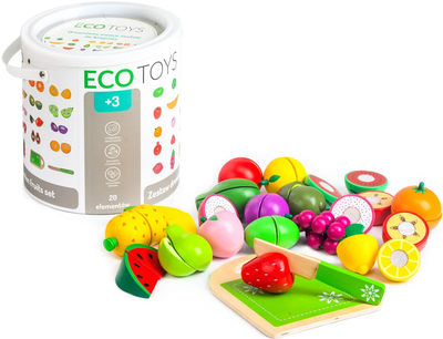 Drewniane owoce do krojenia EcoToys 20 elementów (5903089065616)