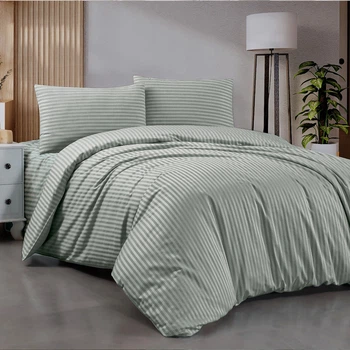 Комплект постельного белья Zastelli полуторный 145x210 см Green Зеленый Stripe сатин поликоттон (2555000001789)