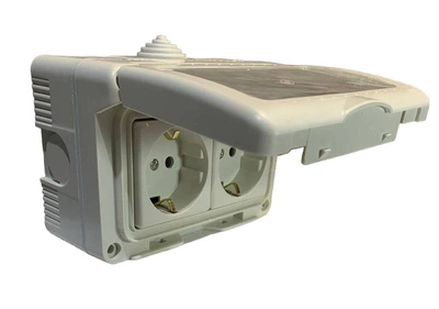 Розетка AQUA подвійна з заземленням вологозахисна накладна 16А IP55 (19377) LM