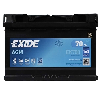 Автомобильный аккумулятор EXIDE Start-Stop AGM 70Аh 760A R+ EK700