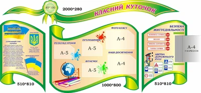 Набір з 4 стендів «Класний куточок» для школи ліцею гімназії (Арт0309)