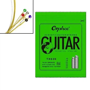 Струни для акустичної гітари 6шт 10-47 ' 0,25-1,20 мм Orphee TX620 (117987)
