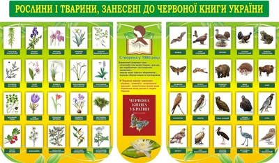 Набір стендів «Рослини і тварини занесені до червоної книги України» (Арт2072)