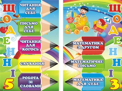 Набір стендів для НУШ «Щоденні 3 та 5» 420мм×650мм×2шт (Арт2078)