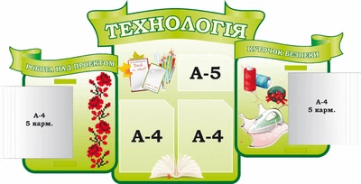 Стенд для кабінету трудового навчання «Технологія» з книжками 910мм×850мм (Арт1597)