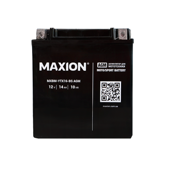 Мото аккумулятор MAXION AGM MXBM-YTX16-BS 12V 14Ah 230A L+ MXBM-YTX16-BS