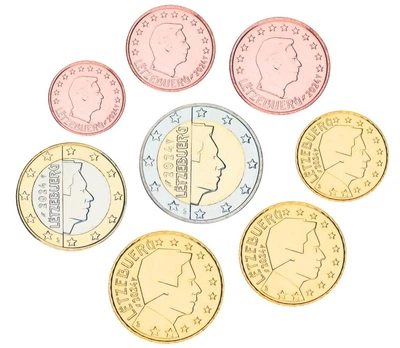Набор монет Люксембург набор из 8 монет евро 2024 UNC 1, 2, 5, 10, 20, 50 евроцентов, 1, 2 евро