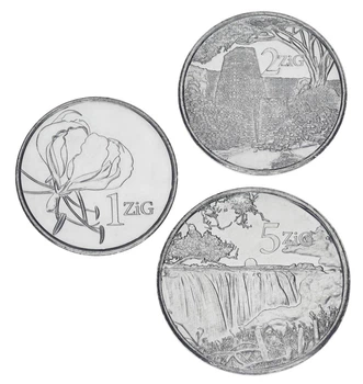 Набор монет Зимбабве набор из 3 монет 2024 UNC 1, 2, 5 зиг