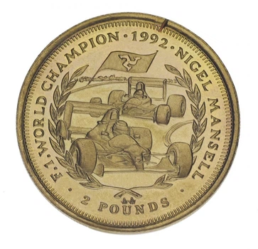 Монета Острів Мен 2 фунта 1993 F-VF Чемпіон Формули 1 1992 - Найджел Менселл