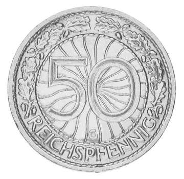 Монета Германия 50 пфеннигов 1928 F-VF G Веймарская республика