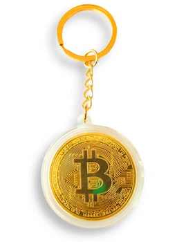 монета BTC Биткоин Bitcoin в брелке gold