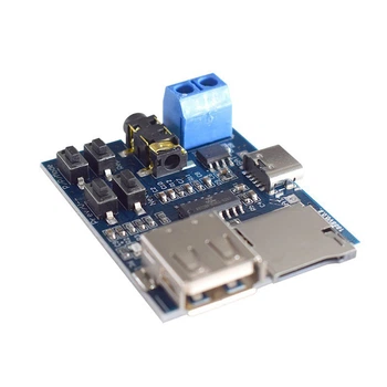 Плата MP3 стерео плеер декодер с моно усилителем 2В, 3-5Вт, micro SD, Type-C