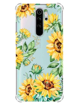 Чехол с утолщёнными углами на Xiaomi Redmi Note 8 Pro :: Подсолнухи (принт 288)
