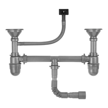 Сифон для кухонной мойки двойной KRONER KRP Siphon-012 впуск 120 мм серый CV023015