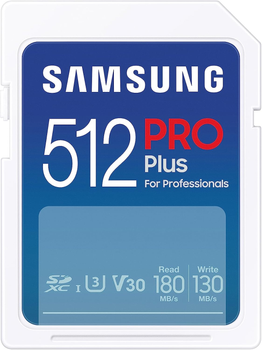 Karta pamięci Samsung Pro Plus SDXC 512GB UHS-I U3 + czytnik (MB-SD512SB/WW)