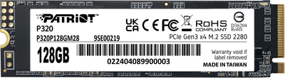 SSD диск Patriot P320 128GB M.2 2280 PCIe Gen 3.0 x4 NVMe TLC (P320P128GM28)