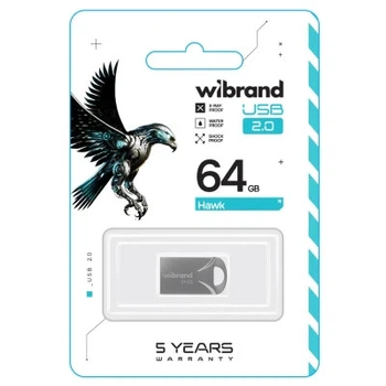 Флеш память Wibrand 64GB Hawk USB 2.0 (WI2.0/HA64M1S) Silver