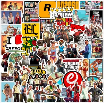 Набор виниловых наклеек ГТА 5 стикерпак GTA V стикеры 50 шт