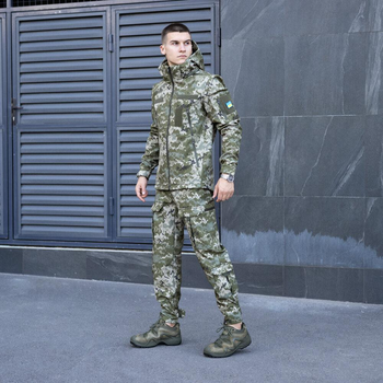 Костюм Pobedov Softshell Куртка + Штаны утепленный микрофлисом пиксель размер S
