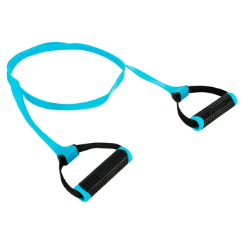 Эспандер ленточный с ручками LiveUp LP8407 EXERCISE BAND (TPE, размер 1300х24х3, 4 мм, ручка PP, нагрузка 30LB, синий)