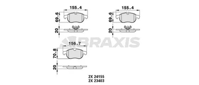 Комплект тормозных колодок OPEL VECTRA, BRAXIS (AA0487)