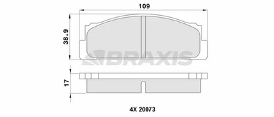 Комплект гальмівних колодок SEAT MALAGA, BRAXIS (AA0401)